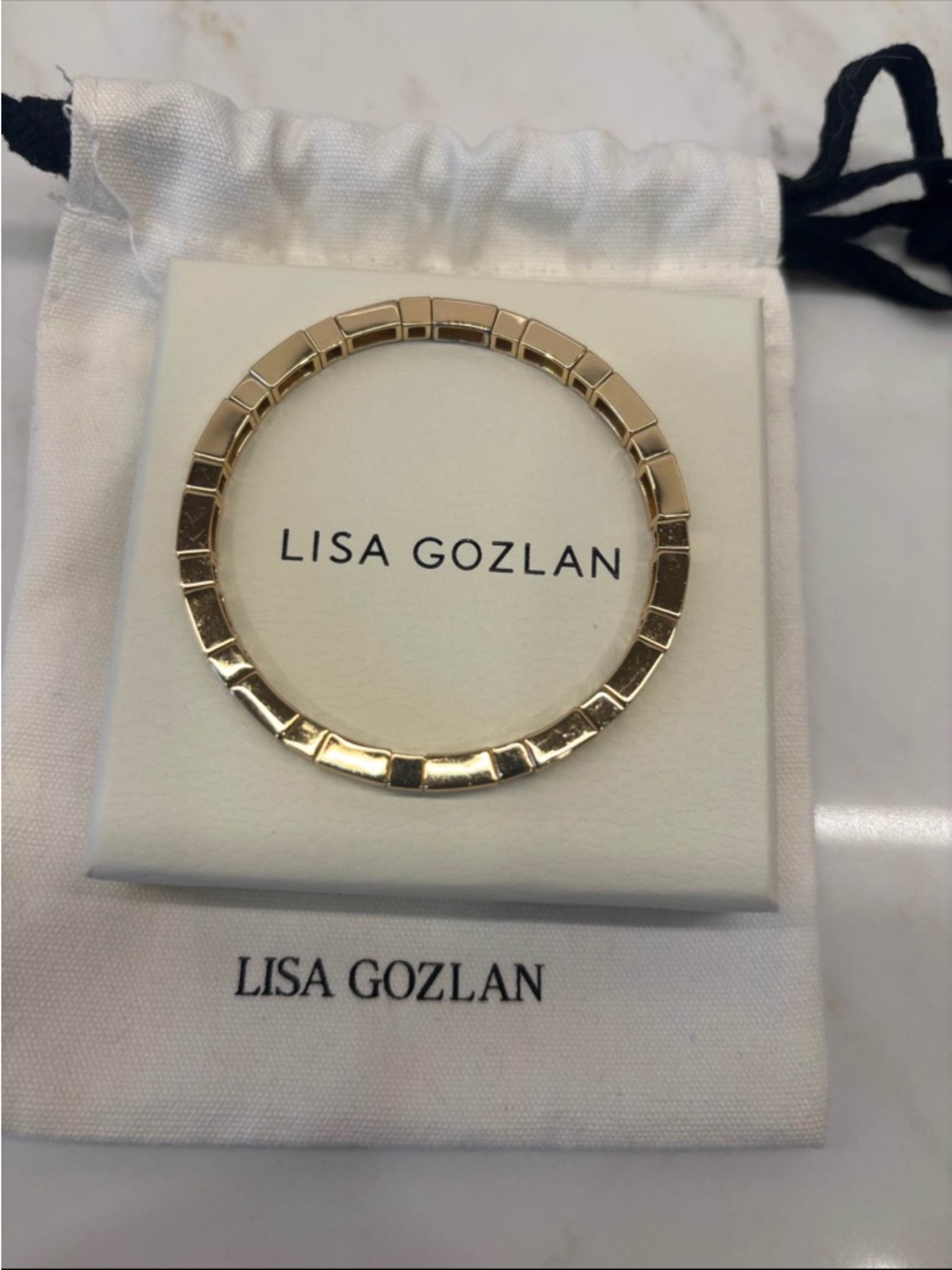 Lisa Gozlan Gold Tone Geometric Link Bracelet